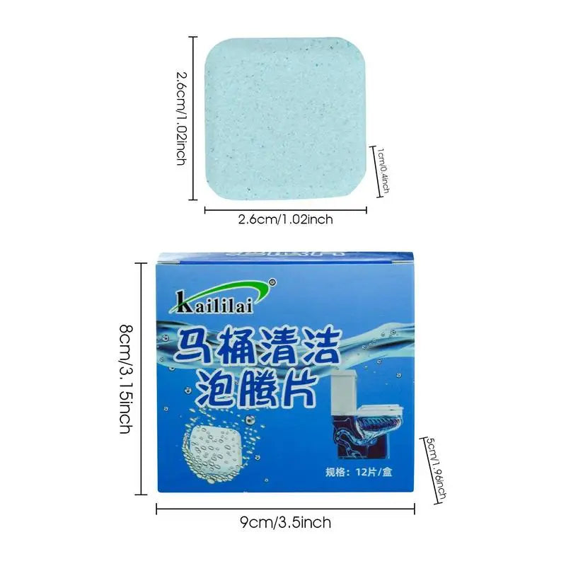 Toilet Bowl Tablets 12Pcs Concentrated Toilet Cleaning Tablets Long Lasting Cleaners Pipeline Tablets for Bathroom Toilet Tank