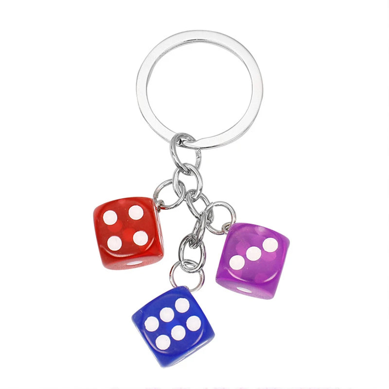 Creative Colourful Dice Keychain Fashion 3D Resin Dice Handbag Pendant For Women Men Car Key Holder Key Accessories Funy Gifts