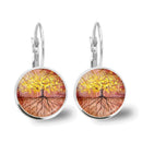 Popular Jewelry Glass Pendant Alloy Earrings Tree of Life Earrings Simple Jewelry, Fashionable and Versatile Temperament Gifts