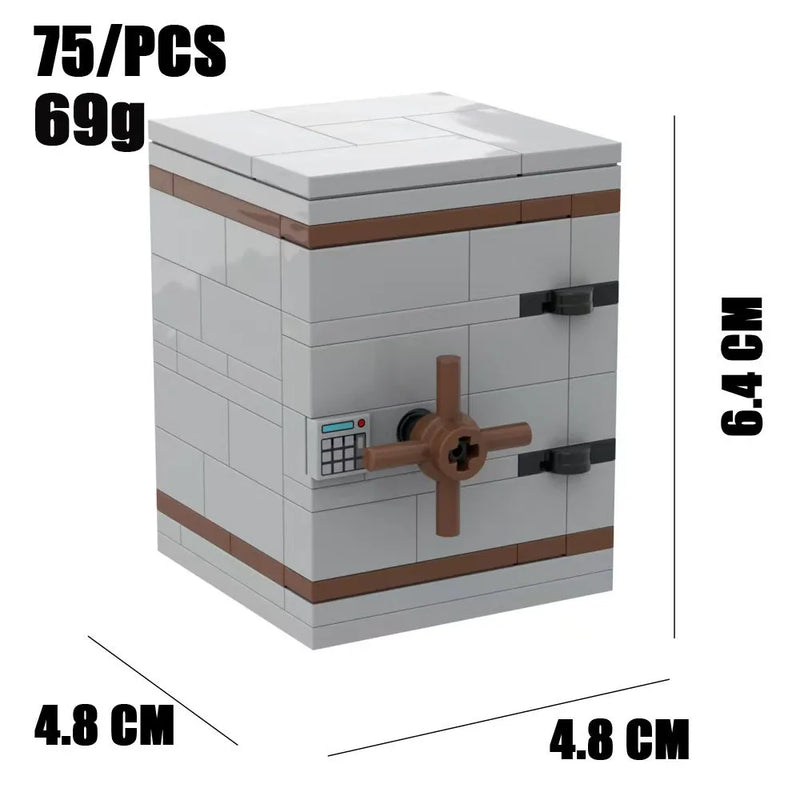 MOC Building Blocks Figures Accessories Cash Dollar Coin Bag Model Gold Silver Bar Colored Diamond Treasure Box Series Coffer
