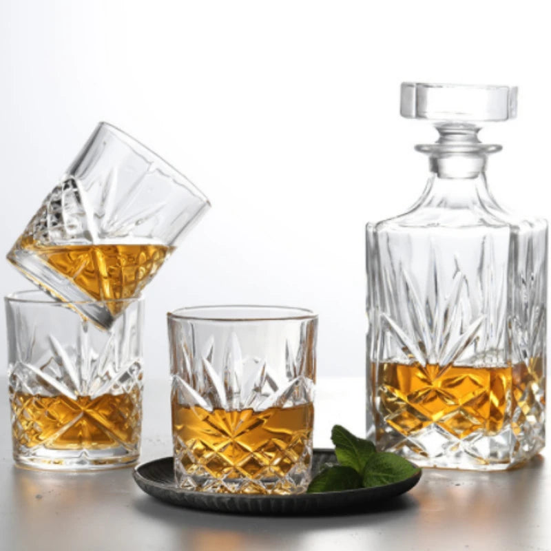 750ml Creative Crystal square Bottle Whiskey Vodka Wine Decanter Bottle Whisky Glass Beer Glass Spirits Cup Water Glass Bar Home