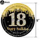18th Birthday Party Disposable Tableware Plate Cup Napkin Black Gold Party Decorations Birthday Balloon 18 Years Party Supplies