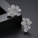 LUOTEEMI Luxury Big Flower Stud Earrings CZ Paved Elegant Wedding Bridal Cubic Zirconia Wedding Jewelry Unusual Hot Designs Gift