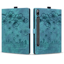 Funda für Samsung Galaxy Tab S9 FE Hülle 10.9" Prägung 3D Blume Katze Brieftasche Tablet Coque für Galaxy Tab S9 FE Cover SM-X510 X516