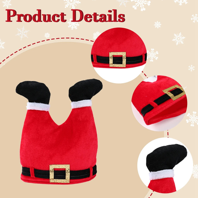 Red Christmas Beanie Party Hats Humorous Elf Pants Santa Hat Design for Festive Celebrations and Quirky Ugly Sweater Parties