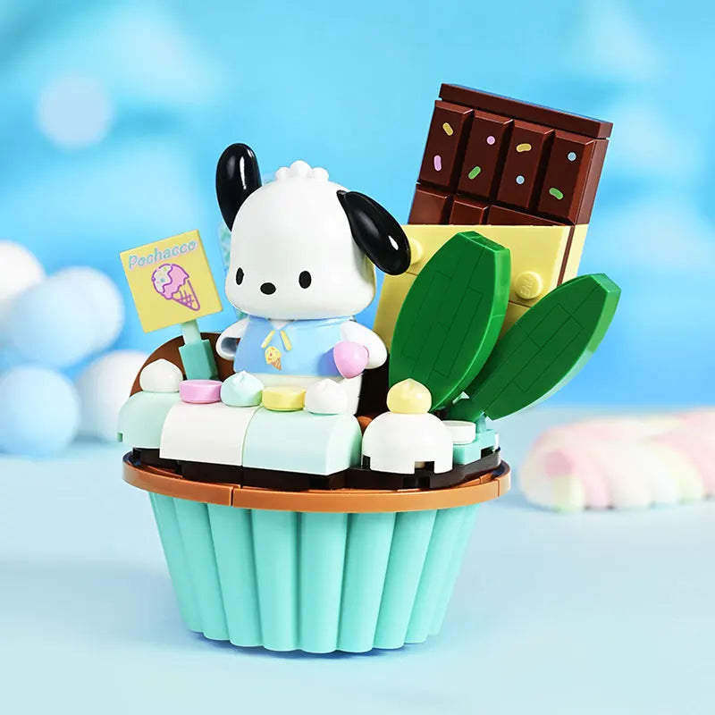 Original Keeppley Sanrio Kuromi My Melody Building Block Hellokitty Cartoon Cake Series Assembly Toys Cinnamoroll Boy Girls Gift