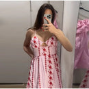 Fashion Women Floral Dress Sleeveless Spaghetti Strap Cinched Waist Slim Female Dress Chic Summer Vacation Clothes 2026 New