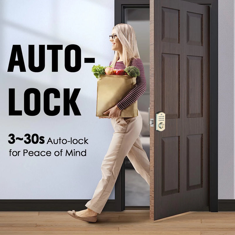 Keyless entry door lock - electronic door lock with keypad, smart latch lock with automatic lock, safe waterproof smart lock 19l