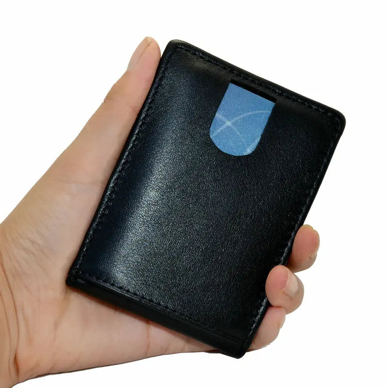 GENODERN RFID Genuine Leather Small Mini Wallet for Men Short Ultra-thin Male Purse Man Compact Wallets Dollar Price Purses