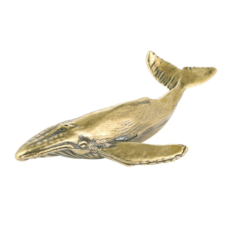 Solid Brass Whale Figurines Vintage Sea Animal Small Statue Desktop Ornaments Office Decorations Crafts Accessories Child Gifts