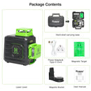 Huepar B02CG Cross Line Self-leveling Laser Level Green Beam Li-ion Battery with Type-C Charging Port & Hard Carry Case