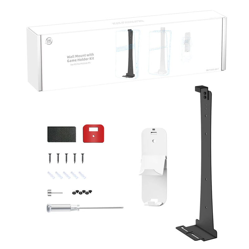 For PS5/PS5 Slim/PS5 Pro Wall Mount Storage Bracket Controller Headset Hook Host Wall Mount Bracket Host Stand for PlayStation 5