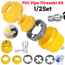 1/2Set Water Pipe Thread Plate Set 1/2" 3/4" PVC Thread Maker Tool with 3 Dies Plastic Pipe Tap Die Set for Electric Drill