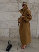 The Vilanelle | Oversized Long Trench Coat with Stand Collar