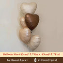 5PCS 18-inch retro cream love caramel chocolate heart-shaped balloon decoration