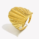 E.B.belle Trendy Style Exaggerated Numb Shell Ring 18K Gold Plated Hypoallergenic Charm Jewelry For Women's Gift