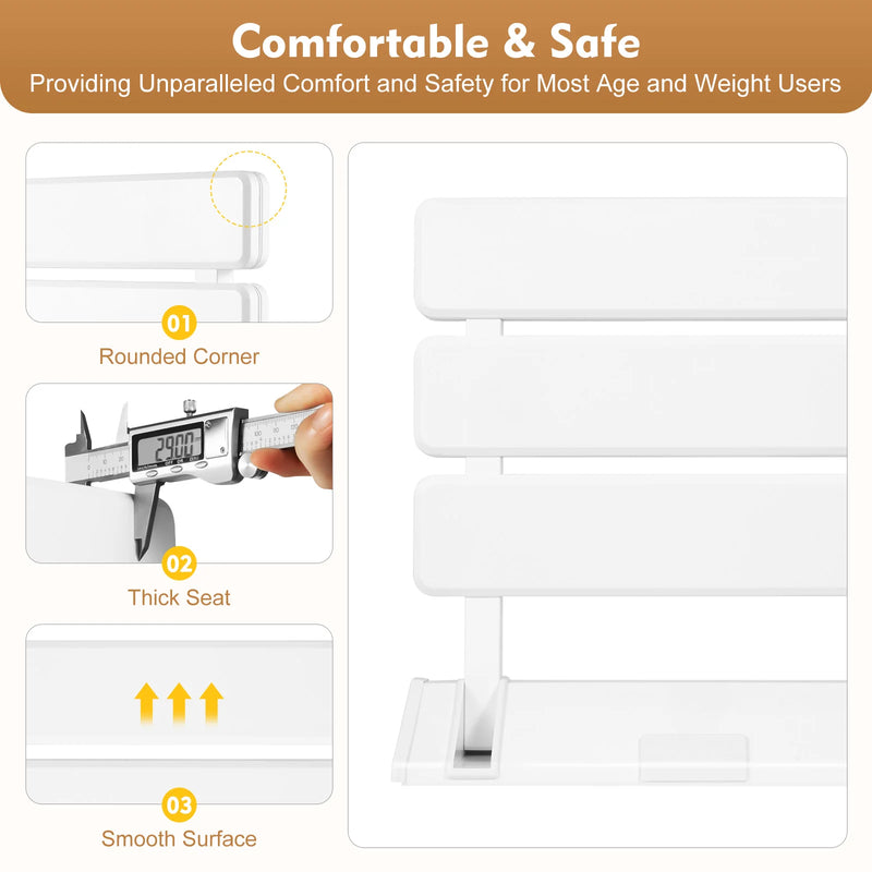 Folding Shower Seat Wall Mounted Secure Folding Shower Bench Space Saving Mounted Shower Seat Luxury Fold Down Shower Seat