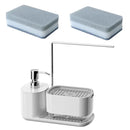 Hand Dish Soap Dispenser Sponge Towel Holder Sink Drain Tray Liquid Soap Pump Container Bathroom Accessory Kitchen Organizer