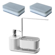 Hand Dish Soap Dispenser Sponge Towel Holder Sink Drain Tray Liquid Soap Pump Container Bathroom Accessory Kitchen Organizer
