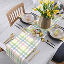 Easter Colorful Stripes Plaid Checkered Linen Table Runner Dresser Scarf Reusable Kitchen Dining Table Runner Easter Decorations