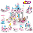 SLUBAN Girl Princess Royal Carriage Wagon Horse Racing Party Model Building Blocks Enlighten Action Figure Toys For Children