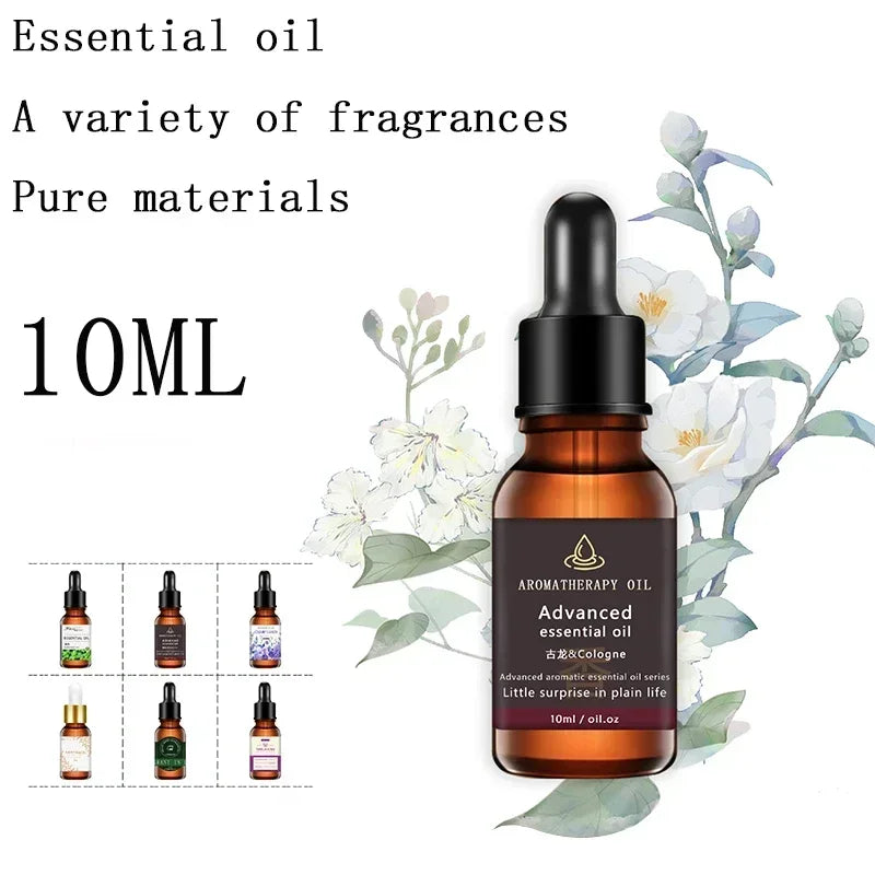 10ML Lavender Eucalyptus Pure Essential Oils Rose Lemon Jasmine Mint Sandalwood Lilac Tea Tree Diffuser Aroma Oil Burette