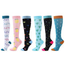 6 PAIRS Compression Socks Flowers Animal Fruit for Men Women Running Nurse Socks Nurses Sport Ladies Lady Womens Running