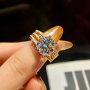 DWJ 5CT Sparkling Certified Moissanite Diamond Wedding Rings For Women Real 925 Sterling Silver Champagne Color Luxury Jewelry