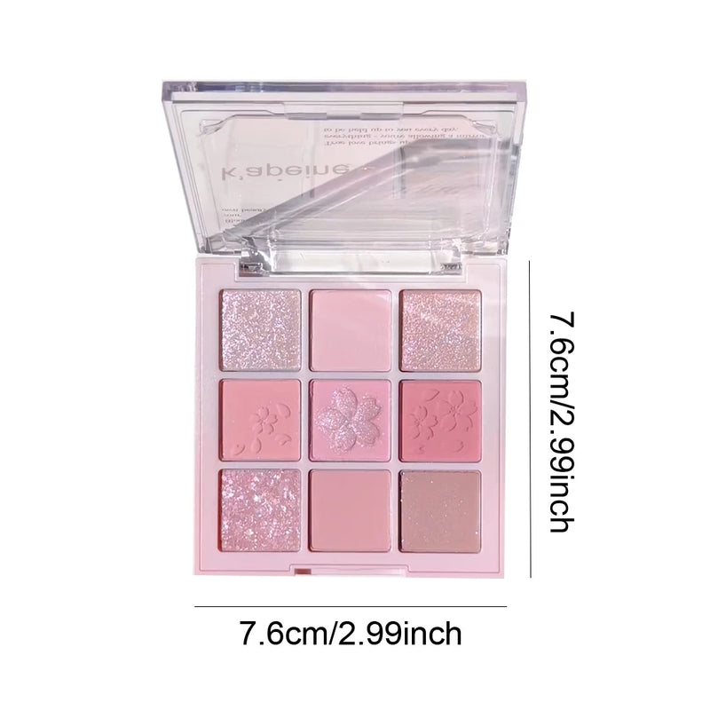 Sakura Nine-color Eyeshadow Palette Glitter Peach Pearly Eye Shadow Nude Long Lasting Korean Charming Eyes Make Up Palette