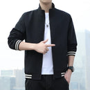 2024 New Coat Men's Trendy Slim Fit Top Spring and Autumn Leisure Standing Collar Youth Striped Jacket