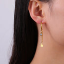 Skyrim Edelstahl Vergoldete Creolen Damen Herz Stern Saturn Anhänger Quasten Ohrringe Modeschmuck Weihnachtsgeschenk