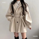Plus Size New Korean Style Autumn/Winter Elegant Petitesuit Collar Medium-Length Woolen Women's Overcoat Jacket Fashionable M...