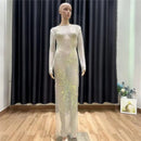 Sexy See Through Rhinestone Club Split Dress Women Crystal Glitter Evening Party Dresses Long Fishnet  Beach Slash Neck Dress