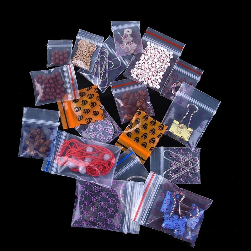 500PCS Mini Clear PE Zip Lock Bags Small Items Storage Bag Plastic Packaging Earring Ring Pills Pendant Plastic Bags Trial Pouch