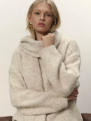 Hirsionsan 2025 New Soft Loose V Or O Neck Knitted Sweaters Women Winter Solid Female Pullovers Warm Basic Knitwear Jumper