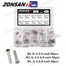 ZONSANTA M1-M4 Cross Flat Head Self Tapping Screw Assortment Kit Wood Thread Nail Screw Sets DIY Countersunk Head Small Screws