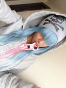 Y2K street Harajuku loose oversized zipper multi-pocket hoodie American fashion trend solid color oversized hoodie for women