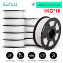 SUNLU 10KG PETG/ABS Filaments 10Rolls 3D Filament 1KG/roll 1.75mm 100% Filament Lines Up Neatly For 3D Printing From EU US
