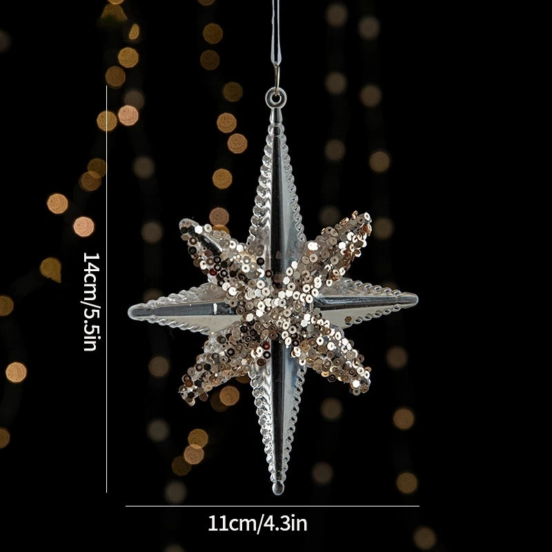 Christmas Decoration Acrylic Snowflake Icicle Pendants Xmas Tree Decor Snowflower Bell Hanging Pendant Home New Year Gift 2025