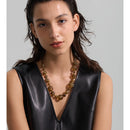 Yhpup New Arrivals Simulated Pearls Resin Acrylic Round Beads Chain Handmade Necklace Stainless Steel Trendy Jewelry Waterproof