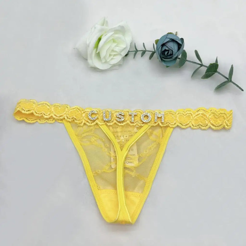 Custom Thong Panties With Name G-string Thongs Sexy Girls Name Underwear Bikini Soft Lace Tanga Christmas Gifts for Her