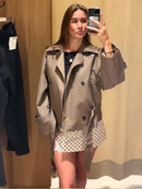 The Meridian Coat | Double-Breasted Plaid Coat with Self-Tie Waist Sash
