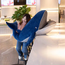 Nordic Style Blue Whale Plush Toy Cute Marine Animal Stuffed Dolls Mouth with Zipper Sleeping Throw Pillow Kids Christmas Gift