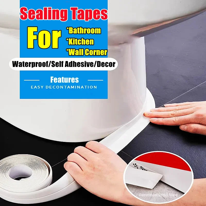 PVC Sealing Strips Tape Bathroom Shower Sink Toilet Caulk Self Adhesive Waterproof Mildew Proof Tapes For Kitchen Wall Corner