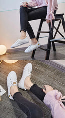 Comemore Summer Leather Women Casual White Vulcanized Shoes Sneakers Comfortable Flats Fashion 2022 Women's Slip-on Shallow Shoe