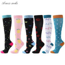 6 PAIRS Compression Socks Flowers Animal Fruit for Men Women Running Nurse Socks Nurses Sport Ladies Lady Womens Running