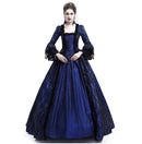 Medieval Victorian Court Lace Patchwork Gothic Dress Halloween Witch Cosplay Party Costume Square Neck Flare Sleeve Maxi