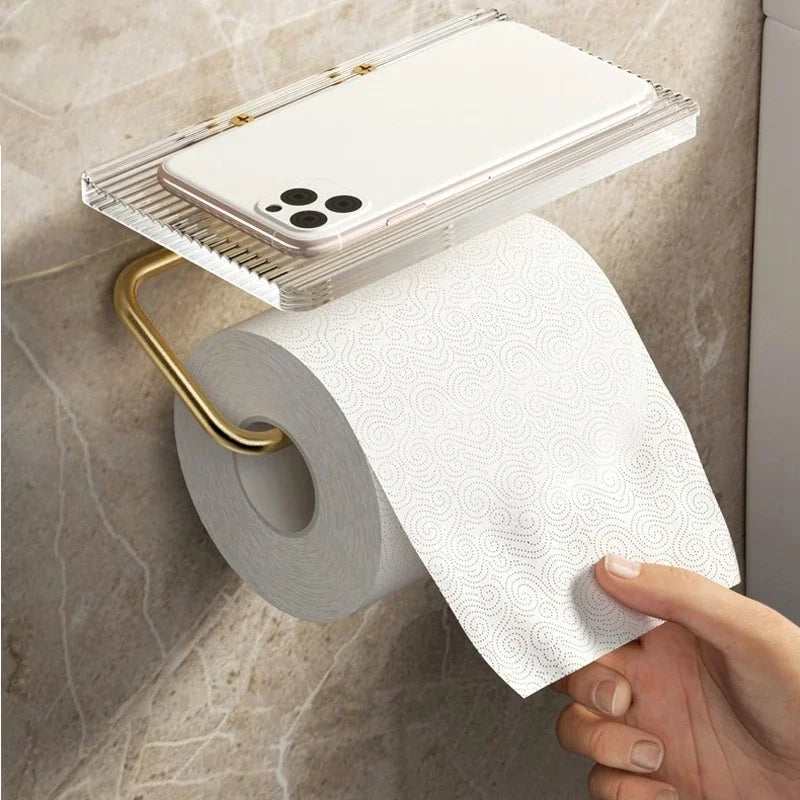 Toilet Roll Holder Luxury Gold Bathroom Roll Holder Punchless Paper Holder Toilet Paper Holder Bathroom Accessories