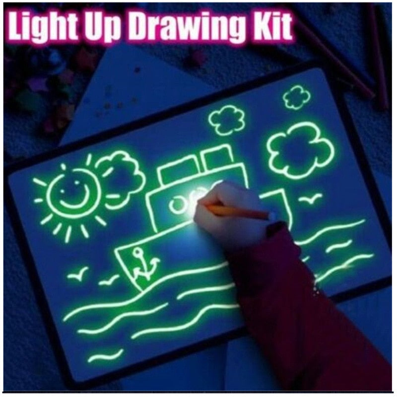 A3 A4 A5 Magic Luminous Drawing Board Draw With Light-Fun Sketchpad Board Fluorescent Pen Russian English Light Up Draw Toys