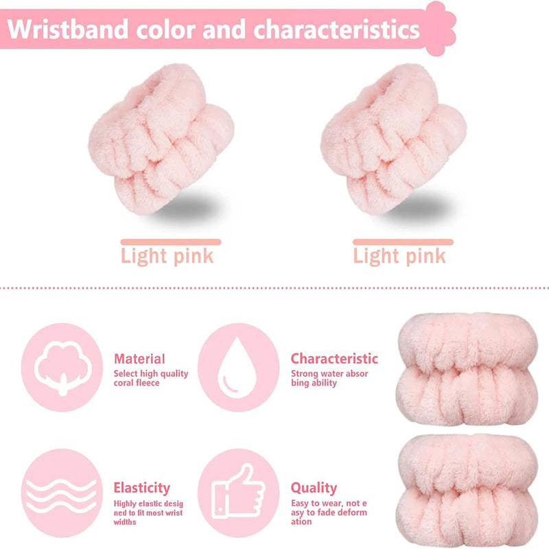 2 Pcs Wrist Bands for Washing Face, Microfiber Women's Wrist Towels for Washing Face Wristbands